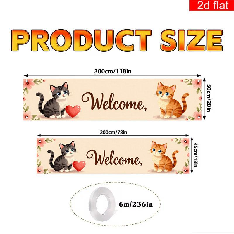 Cat Themed Pet Banner, Outdoor Garden Fence Dog Home Decoration