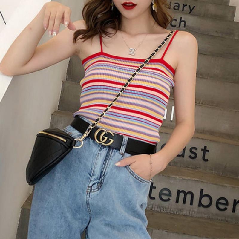 Shop Women Vacation Rainbow Strap Top Won Wsh Weae256