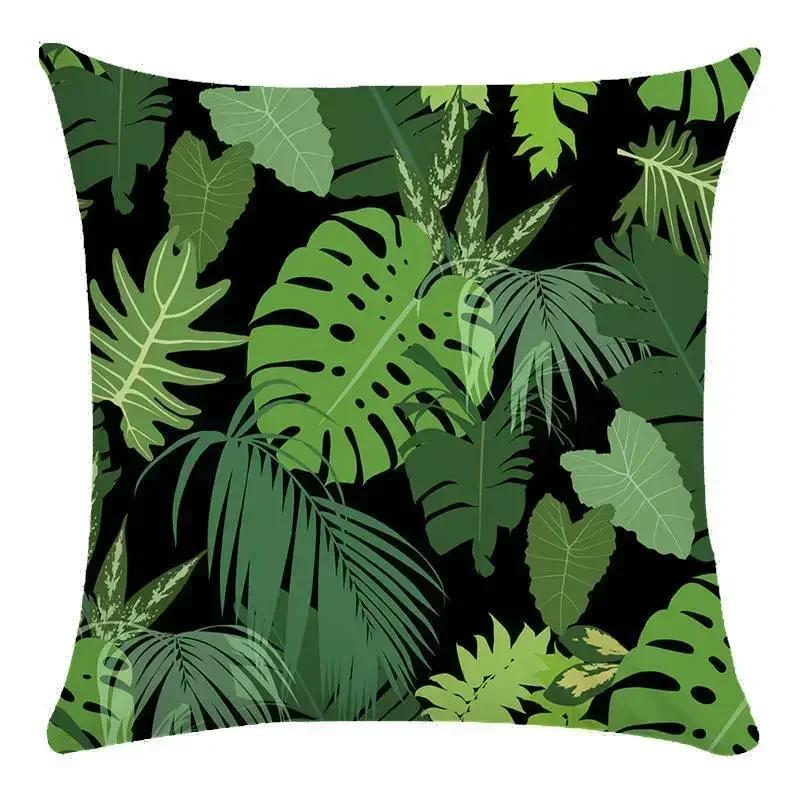 Green Leaf Flower Pillowcase Parrot Pattern Interior Home Pillow Suite Bedroom Sofa Bed Chair