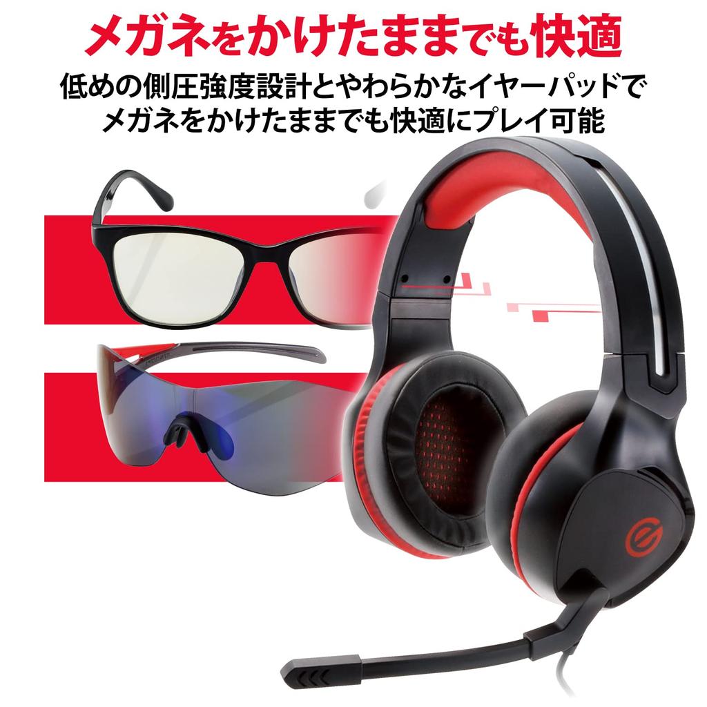 ELECOM Gaming Wired Lightweight with Soft Ear Comfortable for Long Play Headset, Headphones, Pads, Times, Black, HS-G01BK