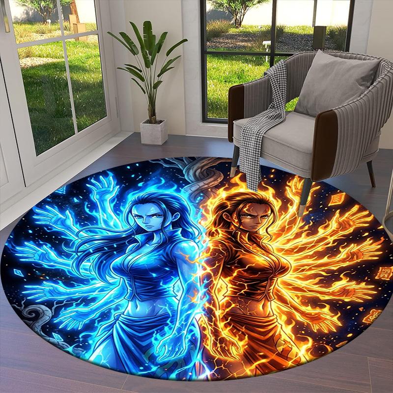 One Piece Poster Round Area Rug Carpet Rug For Living Room Bedroom Sofa Playroom Decor Nonslip Floor Mat