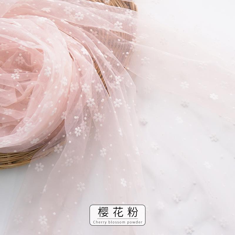 Ткань сетка с флоком "Снежинка" 150x100см/200см для платьев, отделки женской одежды, оконных сеток, ткань для рукоделия DIY TJ5103