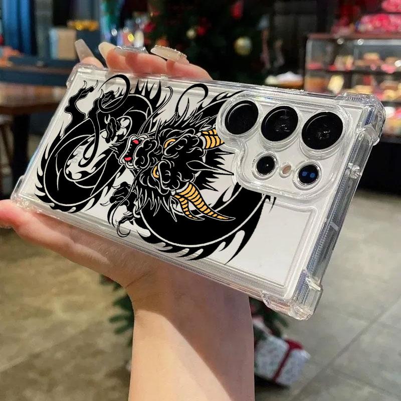 Fashion Dragon Tattoo Pattern Art Phone Case For Samsung Galaxy S25 FE S26 S24 S23 S22 S21 S20 Ultra S26 Plus S25FE Clear Cover