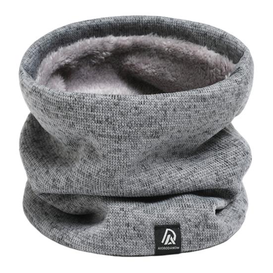 Men Scarf Winter Plush Lining Solid Color Scarf Solid Color Letter Logo Thickened Velvet Warm Knitting Neck Gaiter