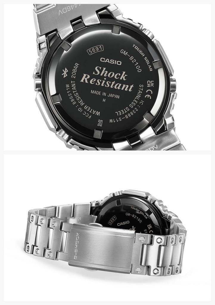 Часы Casio Full Tough Черный Серебристый G-Shock Мужские GM-B2100BT-1AJF, Металл, Bluetooth, Солнечная батарея, Безель,