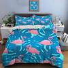 Pink Flamingos and Tropical Leaves Print Bedding Set 1 Duvet Cover 2 Pillowcases for Adult and Children Luxury Gift Full Size
