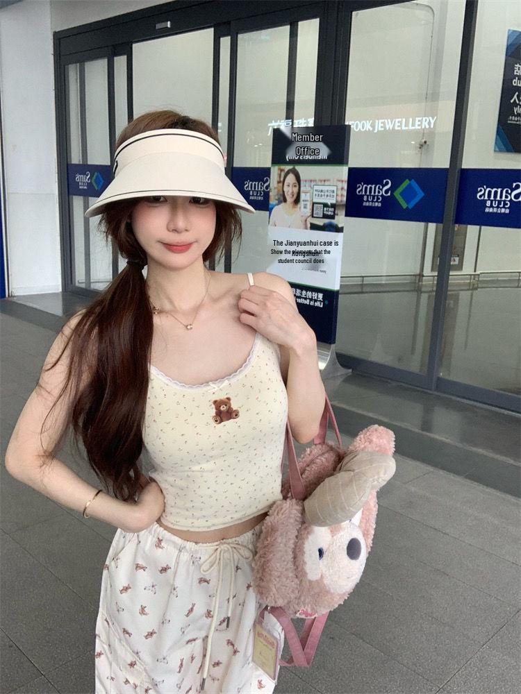 Creamy Bear Women's Lace Patchwork Padded Camisole - Slimming Innerwear/Outerwear