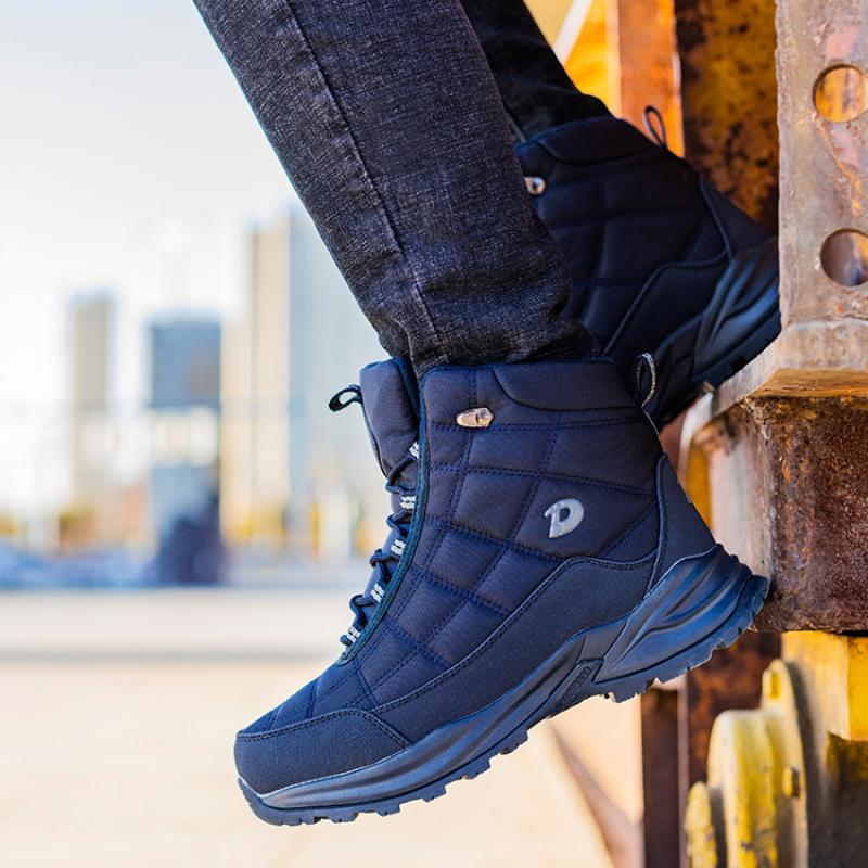 Мужская зимняя обувь, модные теплые зимние ботинки, повседневные спортивные водонепроницаемые нескользящие флисовые ботильоны