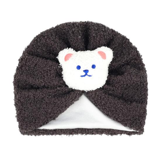 Children Hat Cartoon Bear Design Comfortable Elastic Fit Knitting Hat All-Round Thermal Protection Winter Baby Hat