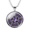 Triple Moon Goddess Wicca Round Glass Pendant Long Link Chains Necklaces Vintage Pattern Art Jewelry For Women Men