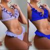 Women's Swimwear Solid Color Sexy Bikini Ruffle One-piece Swimsuit Beachwear Bathing Suits