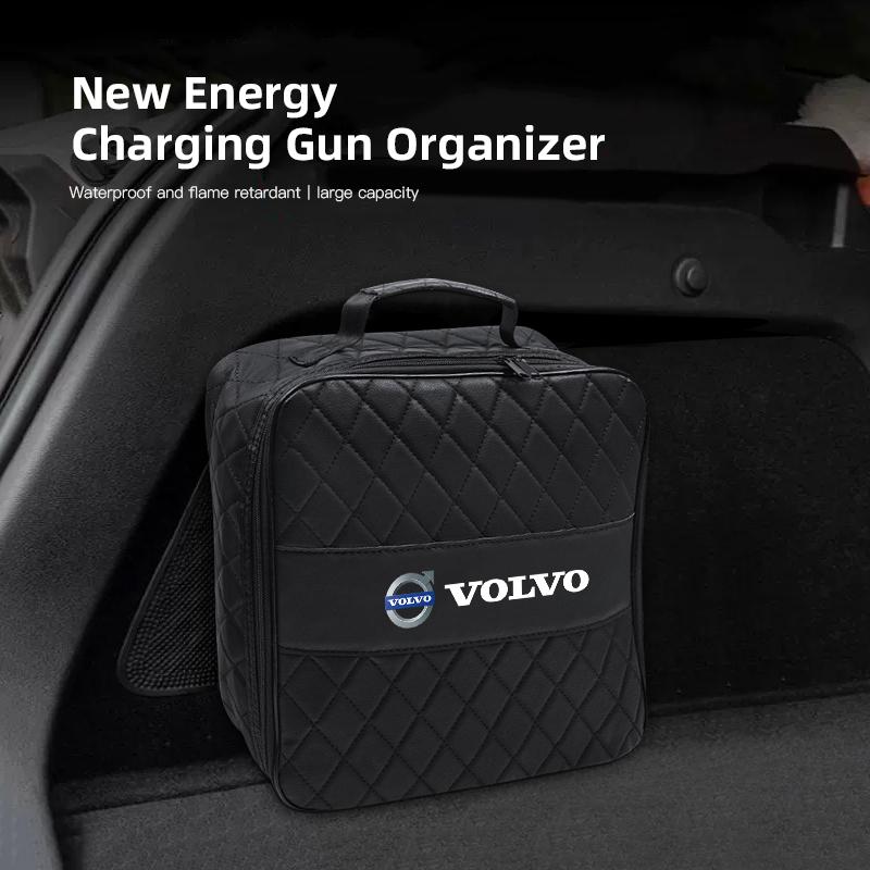 Leather Car Charging Cable Storage Box New Energy Charger Portable Bag For Volvo Rdesign V60 V40 S80L XC90 S60 S40 C30 XC60 V50