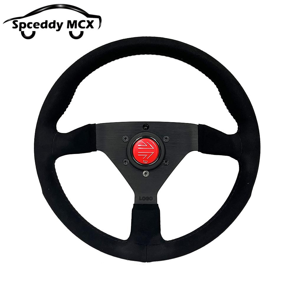 JDM V2 13inch Italy Suede Leather Universal Racing Sport Steering Wheel 320mm Flat Black Red Yellow BlueV232000