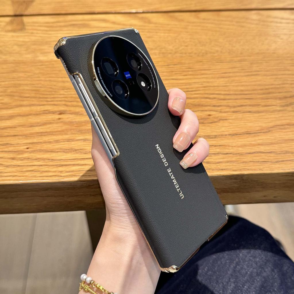Применимо к чехлу для мобильного телефона vivoXFold1, двойная центральная ось, магнитное притяжение, новый однотонный кожаный, гальваническое покрытие линзы, всесторонний противоударный чехол