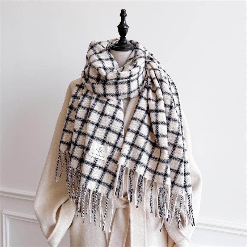 Winter Thick Warm Scarf Women Cashmere Shawl and Wraps Pashmina Plaid Neckerchief Bufanda Female Tassel Echarpe Poncho