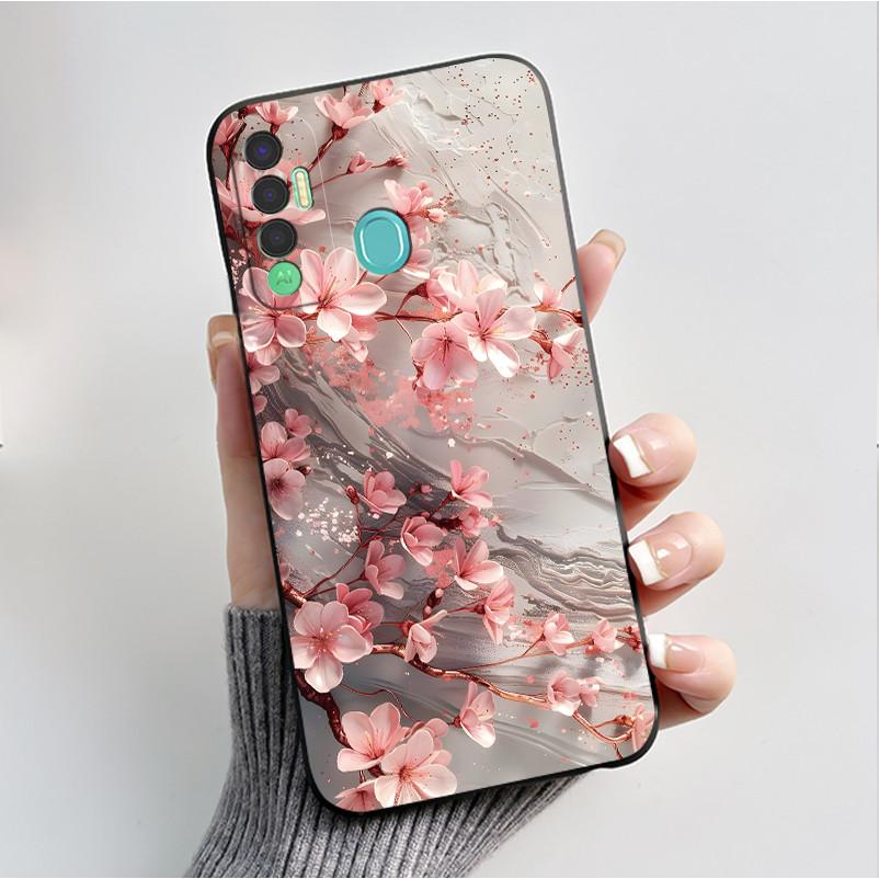 Печатный чехол для телефона Tecno Spark 7P Fundas Мягкий силикон Черный корпус Чехол Милый Цветок Мультяшный Корпус Capa Coque