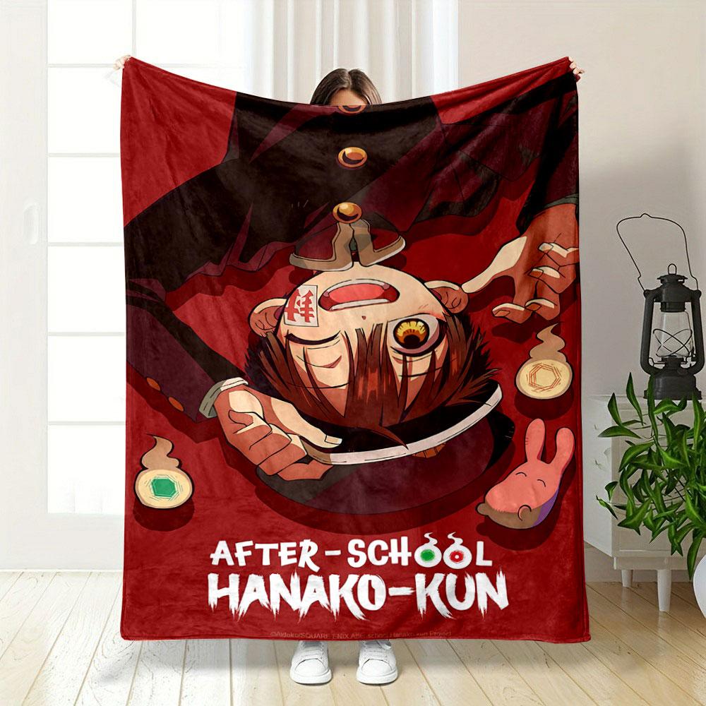 A character lying upside down with ghostly flames and red accents. for all seasons blanket lunch break throw gift