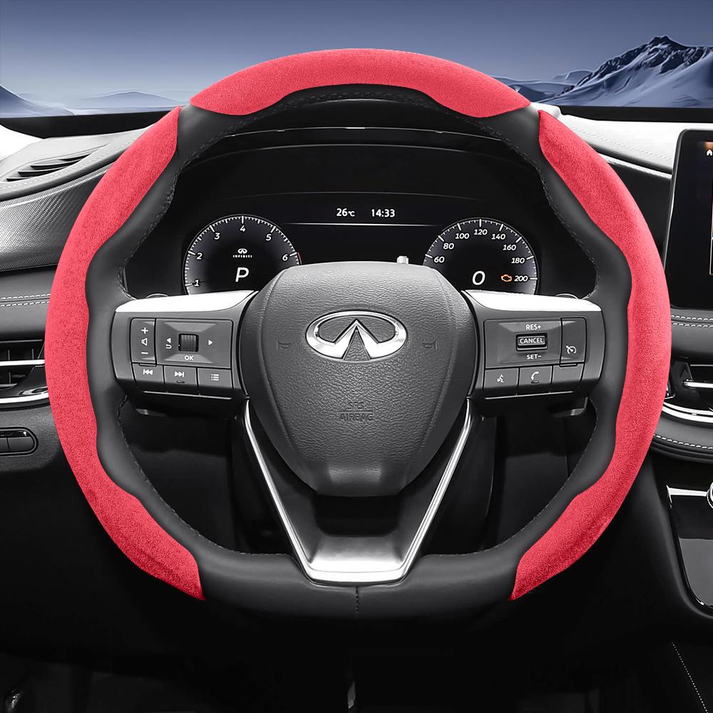Bpzsw1 Подходит для рулевого колеса Infiniti Sports из замшевой кожи со съемной конструкцией на кнопках для моделей, таких как Q50 Qx50 Qx55