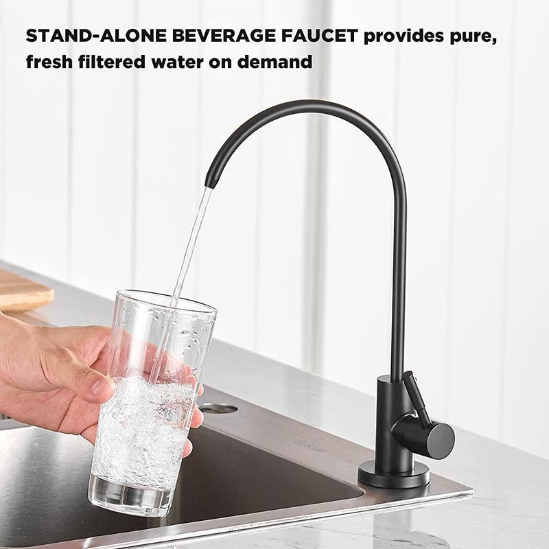 Modern Classic Style Matte Black Single-Handle Filter Kitchen Faucet Stainless Steel Hot Sale Single Hole Installation Ceramic
