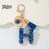 Брелок-подвеска серии Talos Blue, Брелок с подвеской в виде начальной буквы с дизайном в виде глаз и кисточки, Держатель от A до Z для сумок, рюкзаков, автомобилей, аксессуары