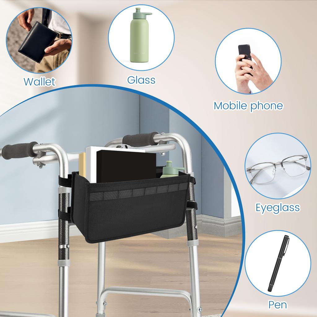 Складная сумка для хранения ходунков Ткань Оксфорд Практичная Сумка для хранения инвалидной коляски с подшипниковым колесом Вспомогательное средство для передвижения Сумка-органайзер для пожилых