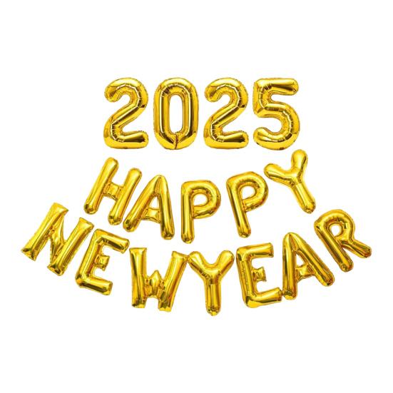 Воздушные шары с Новым годом 2025 года, 16-дюймовые буквы, цифры, алюминиевые фольгированные шары, многоразовые праздничные шары для празднования Нового года