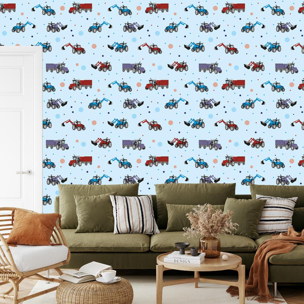 Tractors and excavators wallpaper for living room and bedroom 50x1000