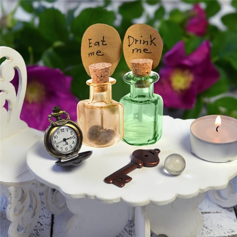 50 Tiny Spell Jars Colored Mini Glass Cork Bottles Decorative Square Cute Wishing Bottles Little Glass Vials with Corks Stoppers