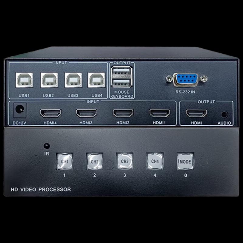 Yeren HDMI 4x1 Квадро-мультивьюер KVM-переключатель 1080P с RS232
