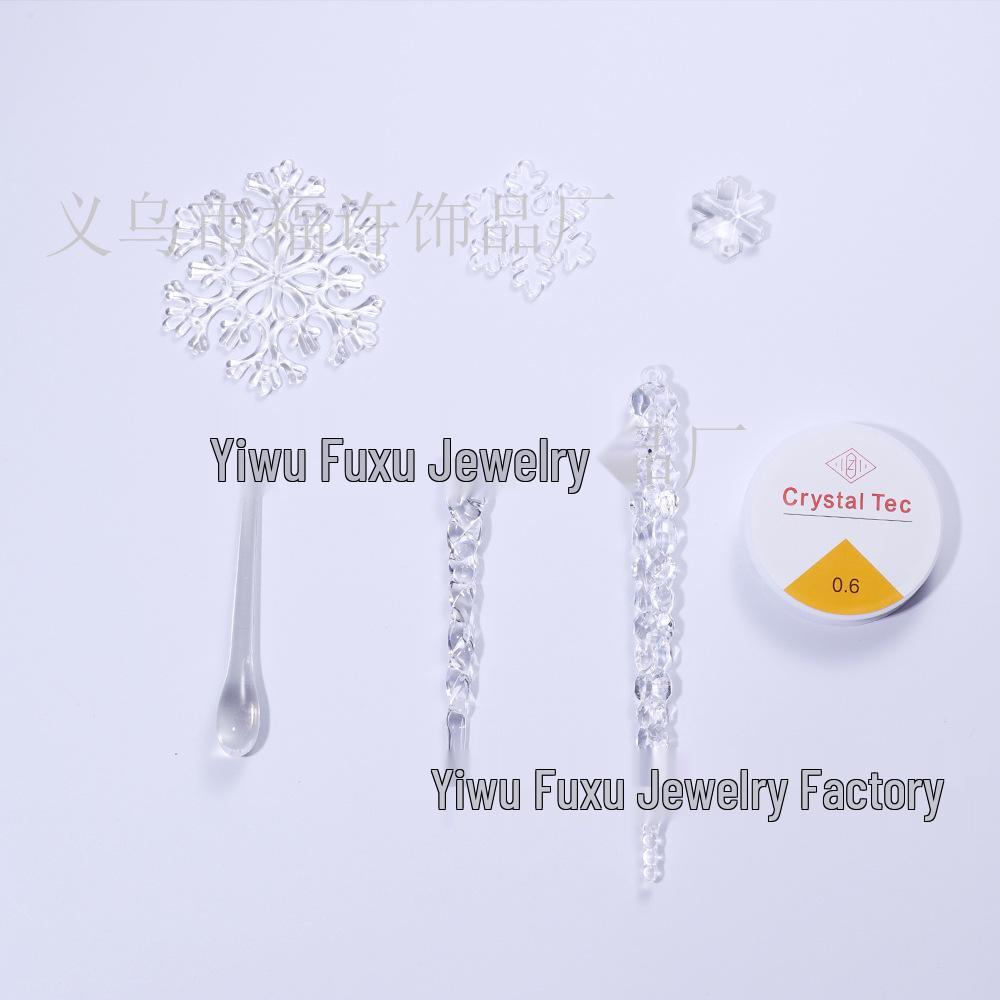 72-Piece DIY Christmas Ornaments Set: Acrylic Crystal Snowflakes, Icicles, and Water Drop Pendants