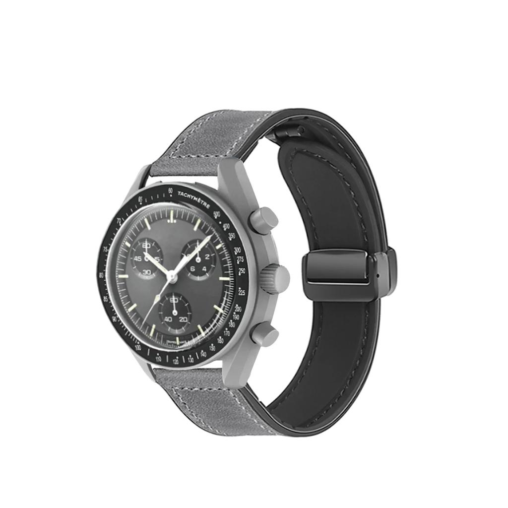 Classic 20mm Silicone Leather Watch Strap for Omega X Swatch Common MoonSwatch Saturn Moon Series Constellations Men Women Quick Release