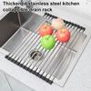 Foldable Roll Up Dish Drying Rack Stainless Steel Sink Roller Organizer Practical Kitchen Gadget for Fruits Vegetables Cutlery