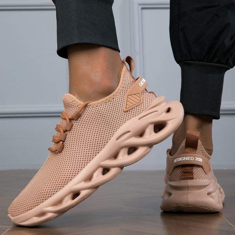 PLUS SIZE Mens Fashion Sneakers - Solid Woven Knit, Blade Design, Ultra-Breathable & Non-Slip - Soft Sole, Comfortable Casual Shoes for All-Day Wear