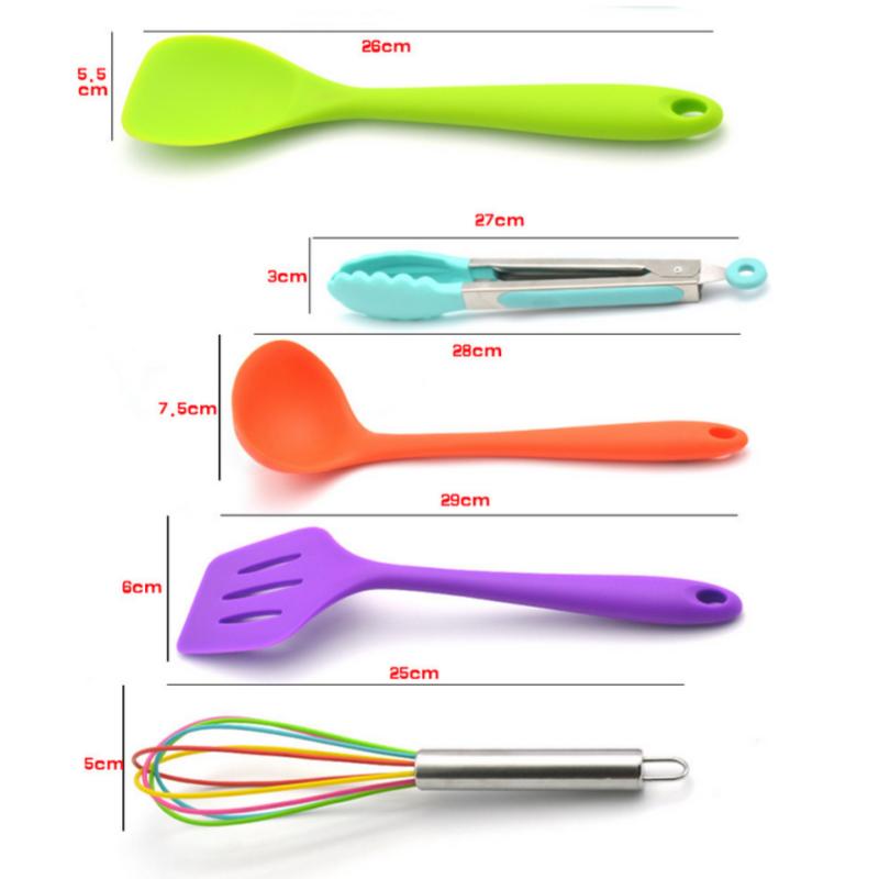 Color Silicone Kitchenware 10 Piece Set Non Stick Pot Silicone Kitchenware Set Cooking Shovel Spoon Tool Cooking Tools
