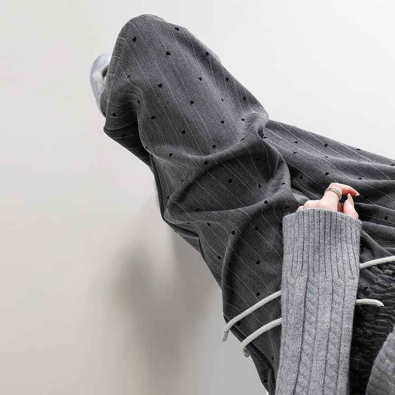 Demana Women's Vintage Heart Flocked Drawstring Casual Pants