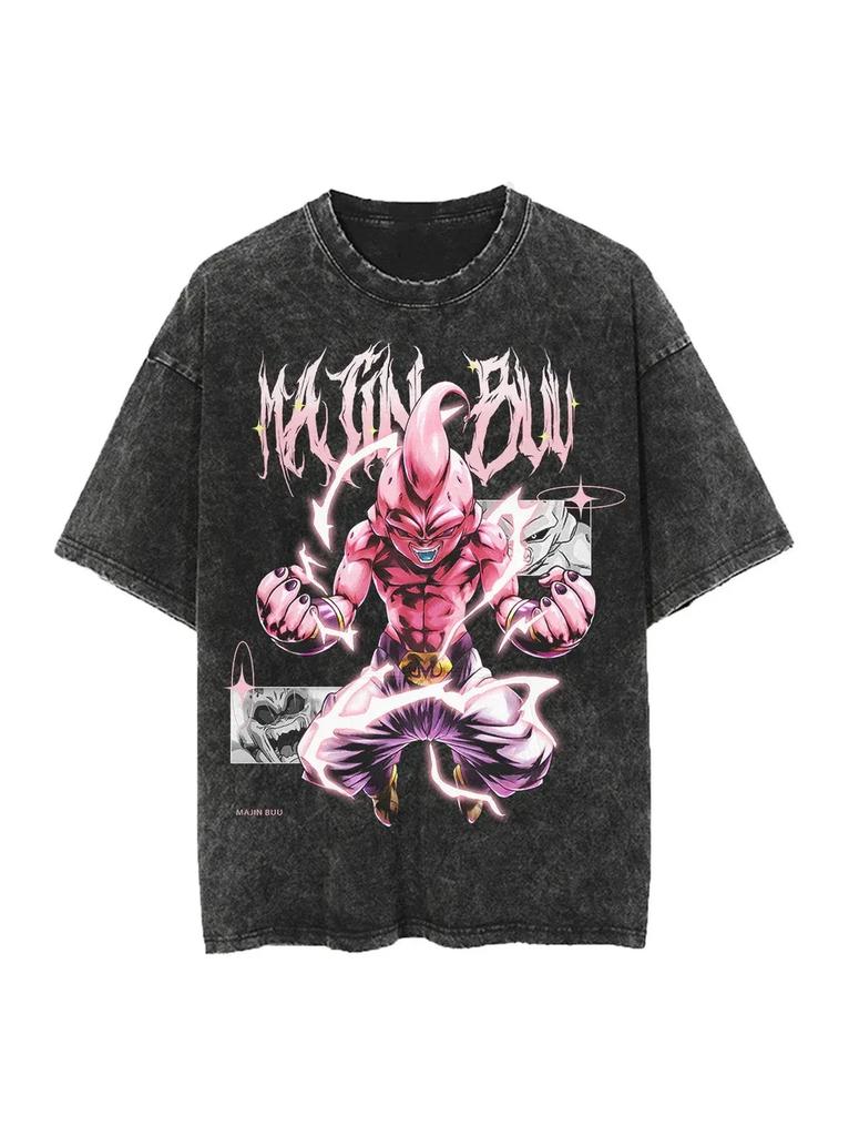 New Anime Dragon Ball Printed Tshirt Mens and Womens Washed Tshirt High Quality Vintage Cotton Tshirt Harajuku Tops