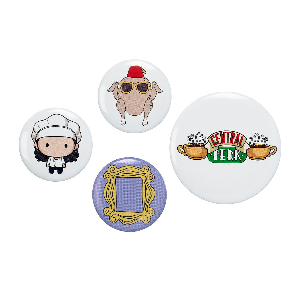 FRIENDS TV Show Set of 4 Monica Button Badges Multi