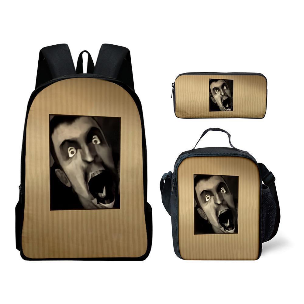 Skibidi toilet man schoolbag titan monitor man backpack satchel pencil case three-piece set
