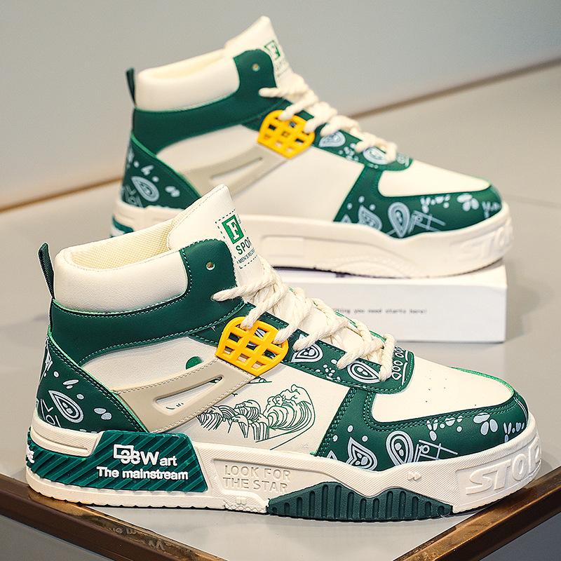 Мужская новая обувь Мужская обувь для скейтборда Средние и высокие кроссовки Спортивная повседневная обувь Модная плоская повседневная баскетбольная обувь