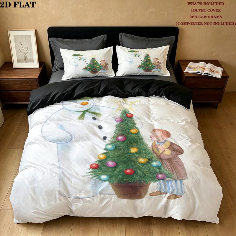 The Snowman Pattern Bedding Home Decoration Birthday Gift ( 1 duvet cover + 2 pillowcase, without core),fan merchandise.