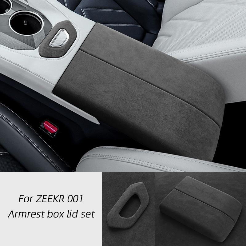 Italian Suede Overlay Interior Cover for Zeekr 001 2021 2022 2023 Central Gearshift Panel, Gears Lever, Armrest, Steering Whell