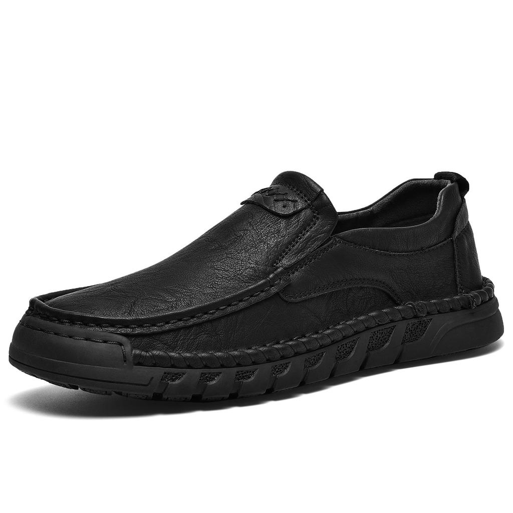 Casual Shoes Handmade Split Leather Loafers Comfortable Men's Slip On Flats Moccasins Outdoor Male Hiking Shoes Fashion