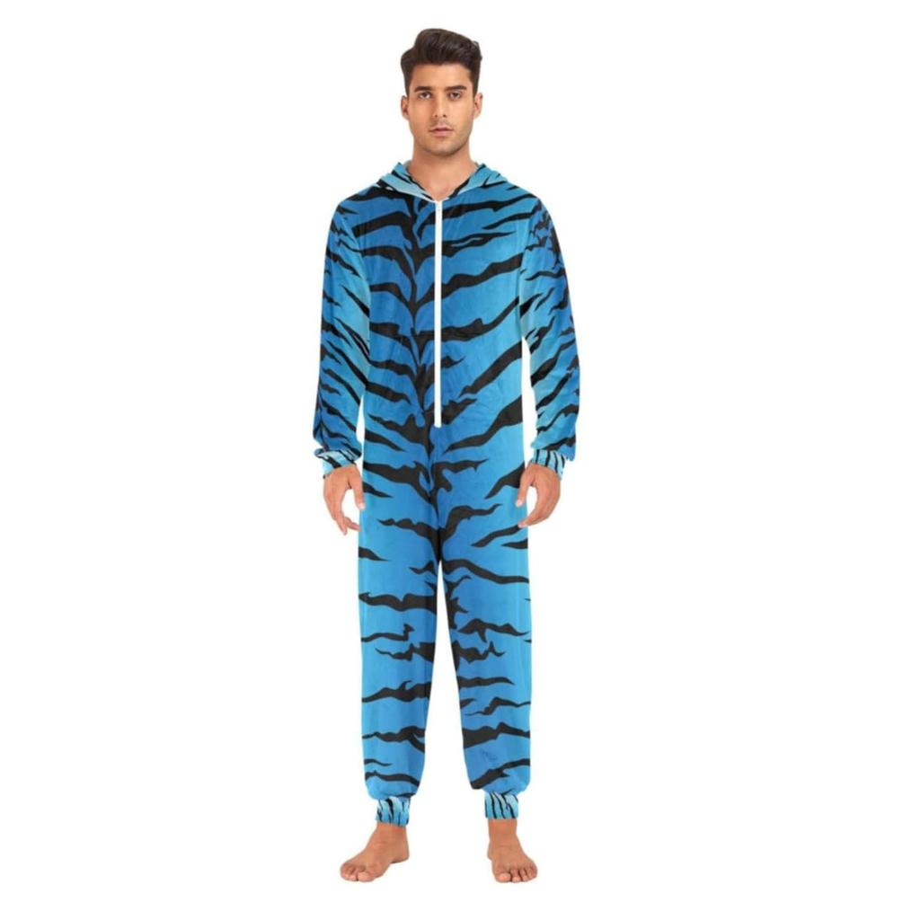 Matching Family Outfits - Striped Print Family Matching Hooded Zip-Up Onesie Loungewear