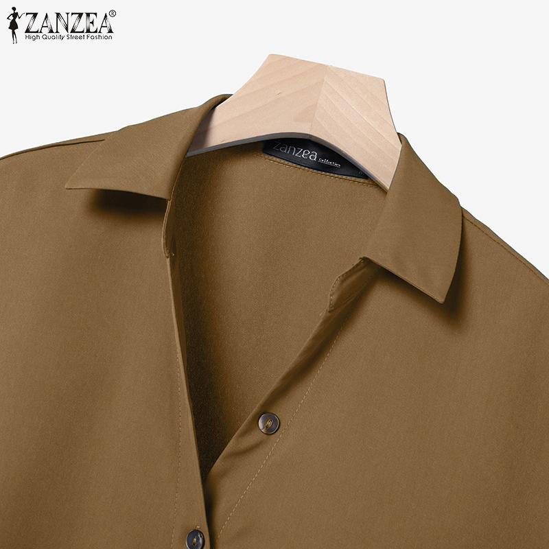 ZANZEA Женский повседневный костюм из двух частей с коротким рукавом и брюками