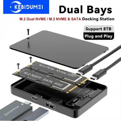 Двухсекционный корпус для M2 NVME SSD с RGB 10 Гбит/с PCIe NVME док-станция USB3.2 GEN2 Твердотельный M.2 Адаптер для бокса для жесткого диска для ПК
