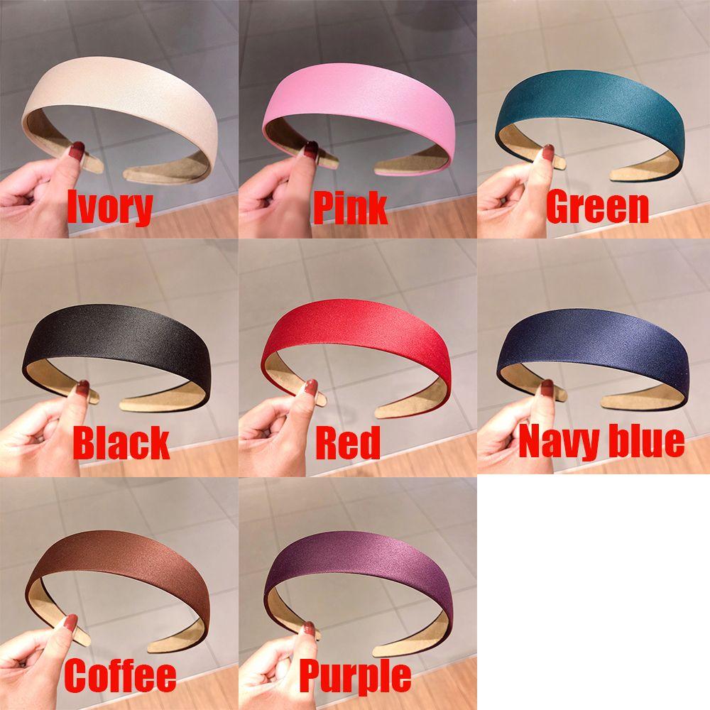 8 Colors Girls Satin Alice Hair Band Hair Hoop Wide HeadBand Fabric