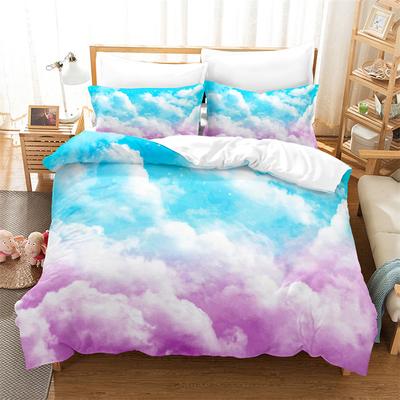 Комплект постельного белья Dream Cloud Радужное небо Фиолетово-синий Пододеяльник Квин Микрофибра Чехол для одеяла Для детей Подростков Взрослых Декор спальни