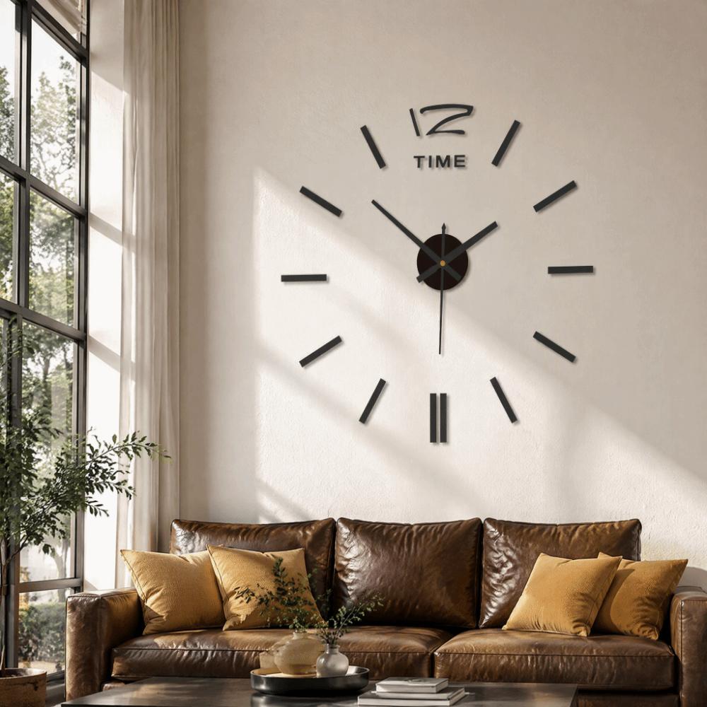 Battery Operated Wall Clock Sticker Frameless Wall Clock Decor DIY Clock Kit Office Decoration