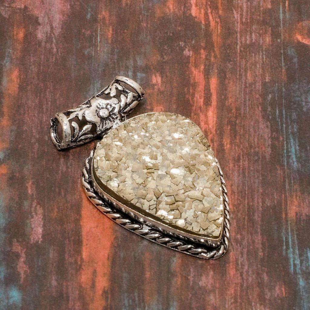 Подвеска из стерлингового серебра 925 пробы с пиритом и драгоценным камнем ручной работы на День Благодарения