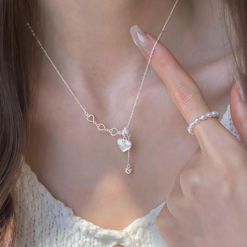 VENTFILLE 925 Sterling Silver Sweet Hollowed-out Love Tassel Necklace For Women Vintage Minimalist Jewelry Gift Dropshipping